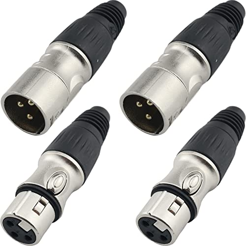 JJHXSM 2 Paar XLR 3 Pin Stecker / Buchse Audio Mikrofon-Anschluss, Silber von JJHXSM