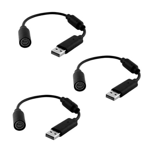 JJLFresheners USB-Kabel-Adapter, Konverter für Xbox 360 Controller, Xbox 360 Kabel, Zubehör, Xbox 360 Breakaway-Kabel, Schwarz, 3 Stück von JJLFresheners