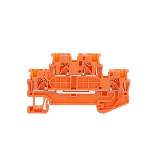 JJMXDZNS PTTB 1.5/S Doppelstock-Push-in-Din-Schienen-Klemmenblock 4-Leiter PT 1,5 mm² Kabel-Elektrodraht-Anschluss PTTB1.5 PTTB-1.5 (Color : Orange, Size : 5 Pcs) von JJMXDZNS