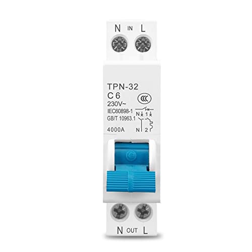 Wippschalter TPN 1P+N Mini-Leistungsschalter MCB 6A 10A 16A 20A 25A 32A DIN-Schienenmontage Miniatur-Haushaltsluftschalter AMzNgOdOL (Size : 16a) von JJQEJMMT