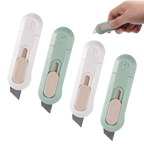JJUNW 4 Stück Mini Box Cutter, Mini Gebrauchsmesser Tragbares Klein Utility Messer Einziehbarer Brieföffner Universalmesser Schreibwaren Messer für Umschlag Verpackung Papierschnitt JJUNW 4 Stück Mini Box Cutter, Mini Gebrauchsmesser Tragbares Klein Utility Messer Einziehbarer Brieföffner Universalmesser Schreibwaren Messer für Umschlag Verpackung Papierschnitt von JJUNW