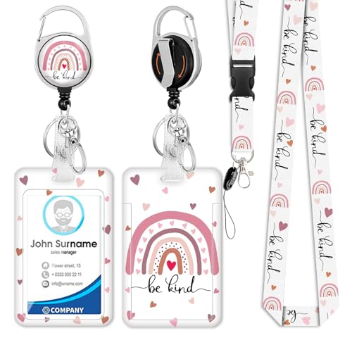 JKDHJK Ausweishülle mit Band, Kartenhalter Ausweis mit Drehbarer Karabinerverschluss, für Frauen,Männer, Lehrer, Krankenschwestern, Student,Doktor Quick Release Buckle von JKDHJK