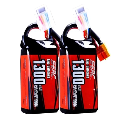 2 Packs 14.8V 4S 1100mAh 1300mAh 1500mAh 120C XT60 Plug Li-Ion Akku Ersatzteile Kompatibel Mit RC FPV Quadcopter Drohne Flyer(1300MAH) von JKDND
