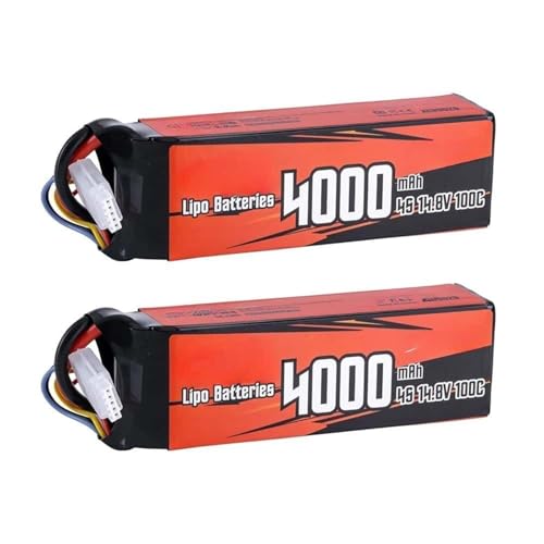 2 Stück 3S 4S Li-ion Akku 3300mAh 4000mAh 11.1V 14.8V 130C 100C XT60 Kompatibel Mit RC Buggy Auto Tank Monster Truck Hobby(4000 4S) von JKDND