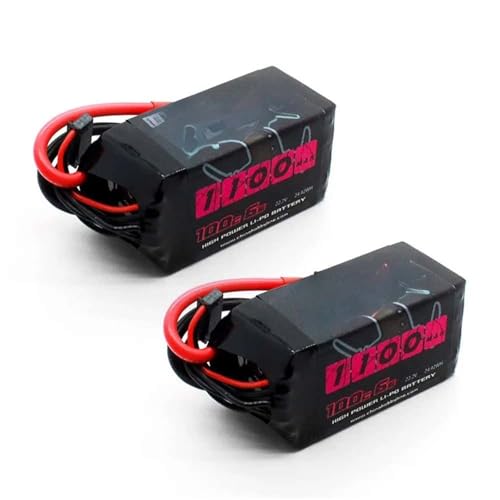 2 Stück Li-Ion Akku 6S 22.2V 1100mAh 1300mah 1500mah 100C XT60 Stecker Kompatibel Mit RC FPV Quadcopter Helikopter Hobby(1100mah) von JKDND