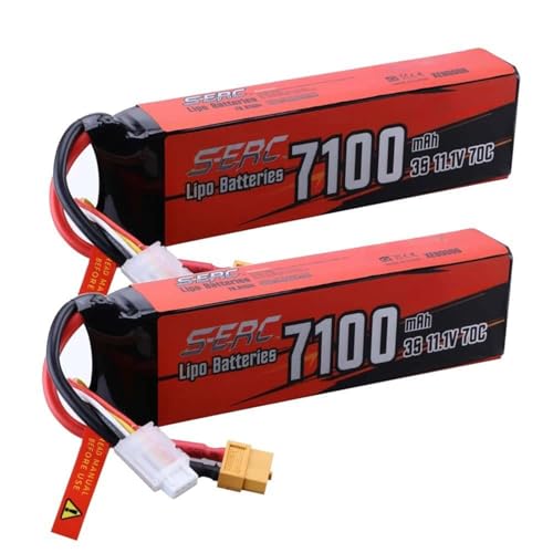 3S 11.1V 5600mAh 7100mAh 70C Lithium Ion Ersatzakku Mit XT60 Stecker Kompatibel Mit RC Cars Cars Trucks Tanks Traktoren Off-Road Fahrzeuge Hobby Zubehör(7100MAH 2PC) von JKDND