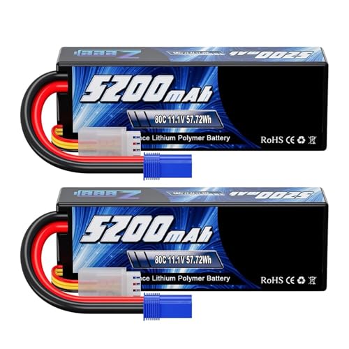 3S 5200mAh 11.1V 80CLipo Akku Mit T/XT60/EC3/EC5 Stecker Hardcase Kompatibel Mit RC Auto Buggy LKW FPV Drohne Fernsteuerungsteile(EC5) von JKDND
