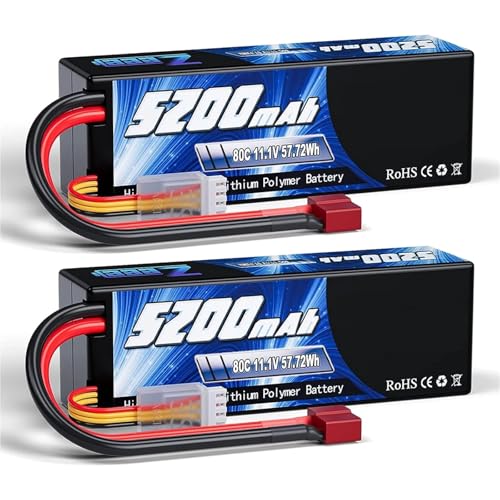 3S 5200mAh 11.1V 80CLipo Akku Mit T/XT60/EC3/EC5 Stecker Hardcase Kompatibel Mit RC Auto Buggy LKW FPV Drohne Fernsteuerungsteile(T) von JKDND