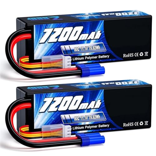 3S 7200mAh 11.1V 80C Lipo RC Car Hardcase EC5 Stecker Kompatibel Mit RC Fahrzeugen Truck Tank Train Lipo Akku Fernsteuerung Modell Zubehör von JKDND