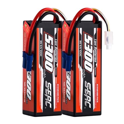 JKDND 2S 3S 4S 7.4V 11.1V 14.8V 5300mAh 100C Lipo Akku EC5 Stecker Kompatibel Mit RC Cars Flugzeuge Trucks Panzer Off-Road Fahrzeuge Rennboote Ersatzteile(3S EC5-2pcs) von JKDND