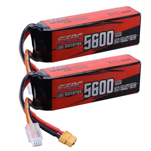 JKDND 3S 11.1V 5600mAh 7100mAh 70C Lithium Ion Ersatzakku Mit XT60 Stecker Kompatibel Mit RC Cars Cars Trucks Tanks Traktoren Off-Road Fahrzeuge Hobby Zubehör(5600MAH 2PC) von JKDND