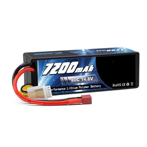 JKDND Lipo Akku 4S 7200mAh 14.8V 80C EC5 Stecker Hardcase Kompatibel Mit RC Auto RC Flugzeug Boot Helikopter Racing Hobby RC Modellbau Teile(T) von JKDND