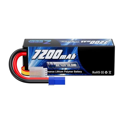 Lipo Akku 4S 7200mAh 14.8V 80C EC5 Stecker Hardcase Kompatibel Mit RC Auto RC Flugzeug Boot Helikopter Racing Hobby RC Modellbau Teile(EC5) von JKDND