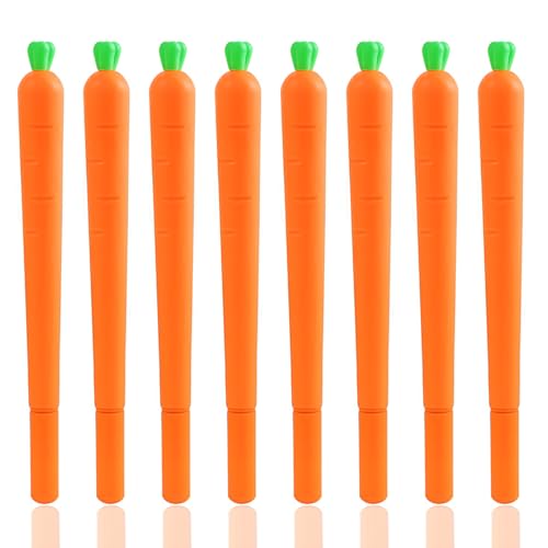 JKJF 8 Stück Karotten Gel Stift Karotten Förmig Rollerball Stifte Gemüse Tinte Gelschreiber für Schule Büro Schreibwaren - 0,5 mm Schwarz von JKJF