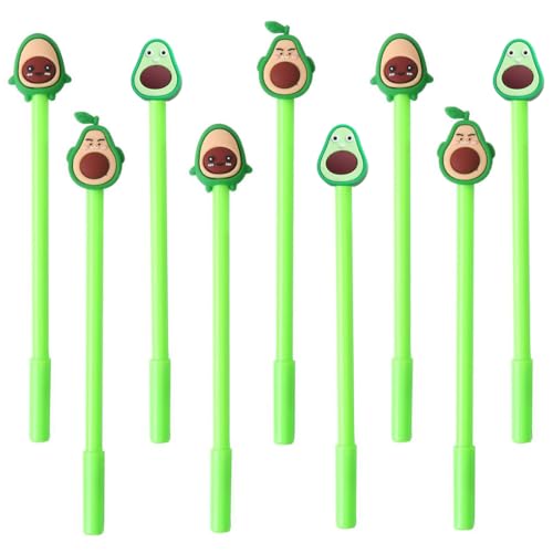 JKJF 9 Stück Avocado Gel Stift Frucht Gel Ink Pen Cartoon Süße Gelschreiber Feine Spitze Tintenroller Stift für Schule Büro Schreibwaren - 0,5 mm Schwarze von JKJF