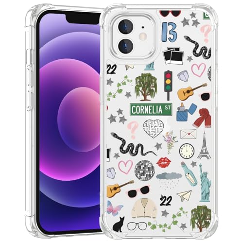 JKLASD Taylorism Musiker-Handyhülle, kompatibel mit iPhone 12 / 12 Pro, coole Königin, ästhetische Collage, Handyhülle für Damen und Mädchen, transparent, stoßfeste TPU-Schutzhülle von JKLASD