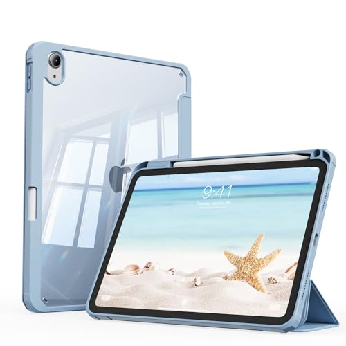 JKSML Hülle für iPad (A16) 11 Zoll (2025) & iPad 10. Generation (2022) mit Stifthalter, Transparenter Rückseite und Auto Schlaf/Wach, Ultradünne Leichte Schutzhülle für Büro/Uni (Himmelblau) von JKSML