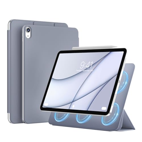 JKSML Magnetisch Hülle für iPad (A16) 11. Gen 11 Zoll (2025) & iPad 10. Gen 10,9 Zoll (2022) – Kratzfeste Soft-TPU-Rückseite | Auto Sleep/Wake | Ultraleichtes Design für Büro/Uni (Blau Grau) von JKSML