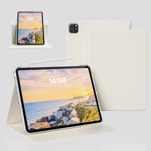 JKSML Neue Hülle für iPad Pro11 Zoll (4./3./2./1. Generation) 2022/2021/2020/2018, 2 in1 Abnehmbare klare Rückschale iPad Pro 11 Hülle, Unterstützung 2nd Gen Pencil Charging, Auto Schlaf/Wach (Beige) von JKSML
