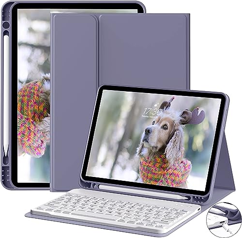 JKSML Tastatur Hülle für iPad (A16) 11 Zoll 2025 & iPad 10 Generation 10,9 Zoll 2022, Bluetooth QWERTZ Tastatur Hülle mit Pencil Halter, Soft TPU Rückseite Gehäuse, Auto Schlafen/Wecken (Blau Grau) von JKSML