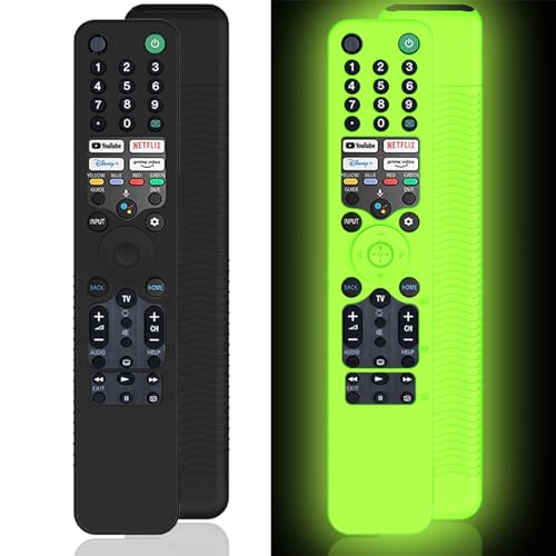 [2 Stück] Silikon-Schutzhülle mit Gurt für Sony Smart TV-Fernbedienung, stoßfest, schmutzabweisend, Abdeckung für Sony TV RMF-TX500P RMF-TX520U Fernbedienung von JKZTJOF