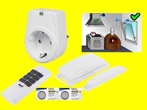 FUNK ABLUFTSTEUERUNG High-Tech-Set Dunstabzugshaube Fensterkontaktschalter + Fernbedienung - 1000W Power-Mini-Zwischenstecker + Fenstersensor + Handsender +2x Ersatzbatterie +EINSATZFERTIG ANGELERNT+ FUNK ABLUFTSTEUERUNG High-Tech-Set Dunstabzugshaube Fensterkontaktschalter + Fernbedienung - 1000W Power-Mini-Zwischenstecker + Fenstersensor + Handsender +2x Ersatzbatterie +EINSATZFERTIG ANGELERNT+ von JKshop24