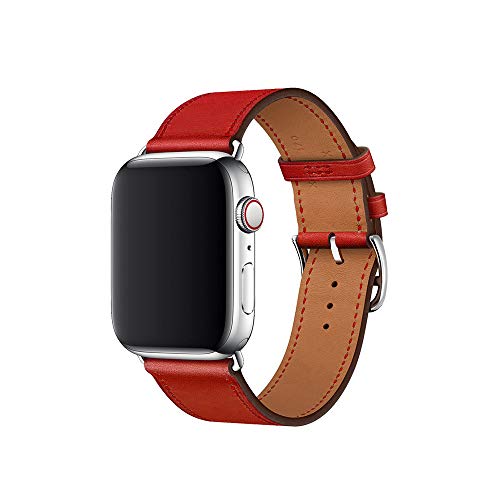 JL-BAND 21 Farben Ersatz Apple Watch Lederarmband kompatibel mit 44 mm 40 mm 42 mm 38 mm lang, kompatibel mit SE 6/5/4/3/2/1 Single-Tour-Lederband von JL-BAND