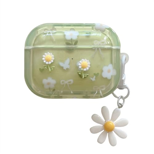 JLSDBMZ Schutzhülle für Airpods Pro 2, niedlich, exquisit, lustiges Sonnenblumen-Blumenmuster mit Anhänger, transparente weiche Schale, Kopfhörer-Schutzhülle für Damen und Mädchen (Blumenmuster) JLSDBMZ Schutzhülle für Airpods Pro 2, niedlich, exquisit, lustiges Sonnenblumen-Blumenmuster mit Anhänger, transparente weiche Schale, Kopfhörer-Schutzhülle für Damen und Mädchen (Blumenmuster) von JLSDBMZ