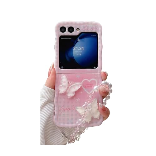 JLSDBMZ Schutzhülle für Samsung Galaxy Z Flip 5, Schmetterling, niedliches Schleifenmuster, kreatives Design, stoßfeste Schutzhülle für Z Flip 5 5G, mit exquisitem Armband JLSDBMZ Schutzhülle für Samsung Galaxy Z Flip 5, Schmetterling, niedliches Schleifenmuster, kreatives Design, stoßfeste Schutzhülle für Z Flip 5 5G, mit exquisitem Armband von JLSDBMZ