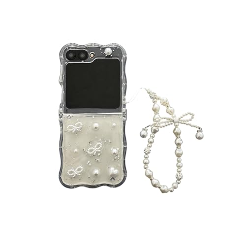 JLSDBMZ Schutzhülle für Samsung Galaxy Z Flip 6, transparent, 3D-Design, niedliches lustiges Perlenschleifenmuster, silberfarbene Liebes-Handyhülle mit exquisitem Armband für Damen und Mädchen (Perle) JLSDBMZ Schutzhülle für Samsung Galaxy Z Flip 6, transparent, 3D-Design, niedliches lustiges Perlenschleifenmuster, silberfarbene Liebes-Handyhülle mit exquisitem Armband für Damen und Mädchen (Perle) von JLSDBMZ