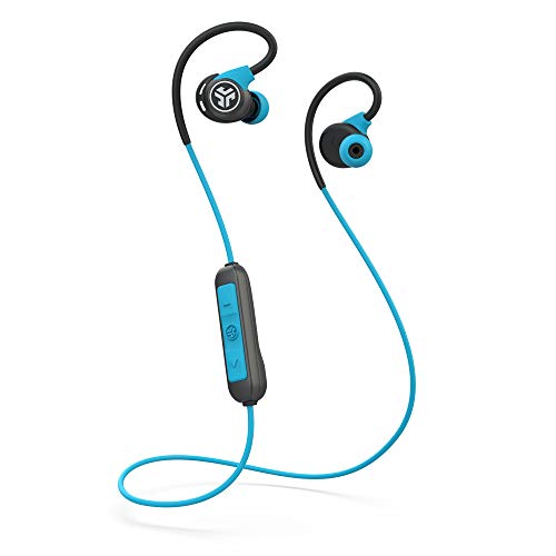JLab Fit Sport 3 Bluetooth Kopfhörer In Ear - Wireless Ohrhörer mit flexiblen Memory-Wire-Ohrhaken, IP55-Schweißbeständigkeit, Geräuschisolierung und benutzerdefiniertem EQ3-Sound, Blau von JLab