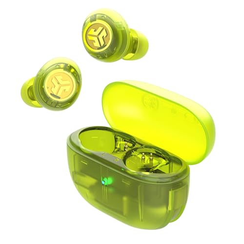 JLab Go Pop ANC In Ear Kopfhörer Bluetooth, Active Noise Cancelling kabellose Kopfhörer 24+ Std. Spielzeit, True Wireless Earbuds, IP55 schweißresistent, Multipunkt, Transparentes Neongrün von JLab