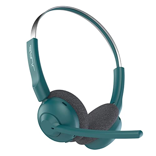 JLab Go Work Pop Wireless Headset mit Mikrofon: 50+ Std. Wiedergabezeit, Kopfhörer mit Mikrofon und Multipoint-Verbindung, Kabellos oder mit Kabel für PC & Handy, Bluetooth-Headset für Büro, Blaugrün von JLab