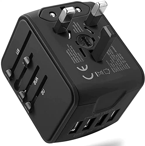 Reiseadapter Weltweit, Steckdosenadapter mit 4 USB Ports+AC Reise, Universal Reisestecker Travel Adapter für Europa USA UK Japan Mexiko 160 Ländern International Weltstecker von JMFONE