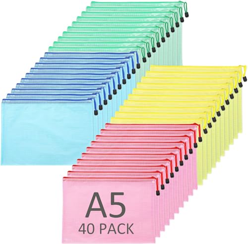 JMIATRY 40 Stk Dokumentenmappe Mesh, Zip Tasche, Mesh Dokumenten Tasche, A5 Taschen mit Zipper, Mesh Beutel a5, Mesh Kunststoff Reißverschlusstasche, Zipper Tasche A5, A5 Zipper Beutel JMIATRY 40 Stk Dokumentenmappe Mesh, Zip Tasche, Mesh Dokumenten Tasche, A5 Taschen mit Zipper, Mesh Beutel a5, Mesh Kunststoff Reißverschlusstasche, Zipper Tasche A5, A5 Zipper Beutel von JMIATRY