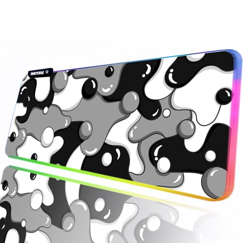 JMIYAV RGB Gaming Mauspad Led Erweiterte Groß Schwarz Schreibtischunterlage Rutschfester Gummi XL XXL Black Gaming Mousepad Großes Mouse Pad Mouse Mat für Gamer 800x300 mm blackart von JMIYAV