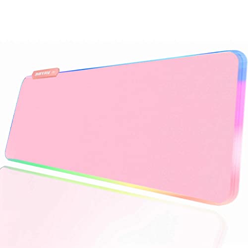JMIYAV Rosa RGB Gaming Mauspad Led Erweiterte Groß Schreibtischunterlage Rutschfester Gummi XL XXL Pink Gaming Mousepad Großes Mouse Pad Mouse Mat für Gamer 800x300 mm P1-1 von JMIYAV