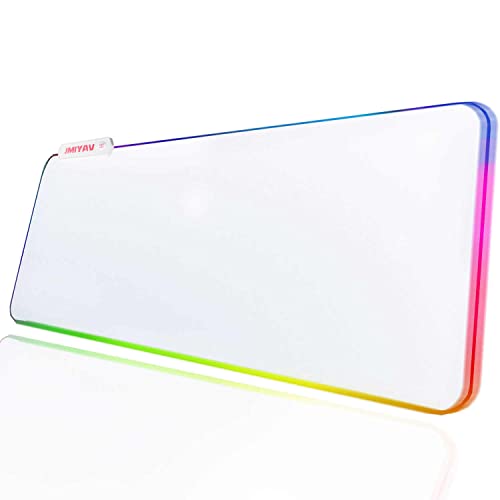 JMIYAV Weiß RGB Gaming Mauspad Led Erweiterte Groß Weiss Schreibtischunterlage Rutschfester Gummi XL XXL White Gaming Mousepad Großes weißes Mouse Pad Led Mousepad für Gamer 800x300 mm W1-1 von JMIYAV