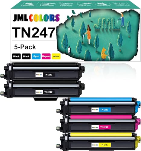 JMLCOLORS TN247 TN-247 Toner Compatible for Brother TN243CMYK TN-243CMYK Toner Value Pack for DCP-L3550CDW DCP-L3510CDW HL-L3210CW HL-L3230CDW HL-L3270CDW MFC-L3710CW MFC-L3750CDW MFC-L3770CDW(5-Pack) von JMLCOLORS