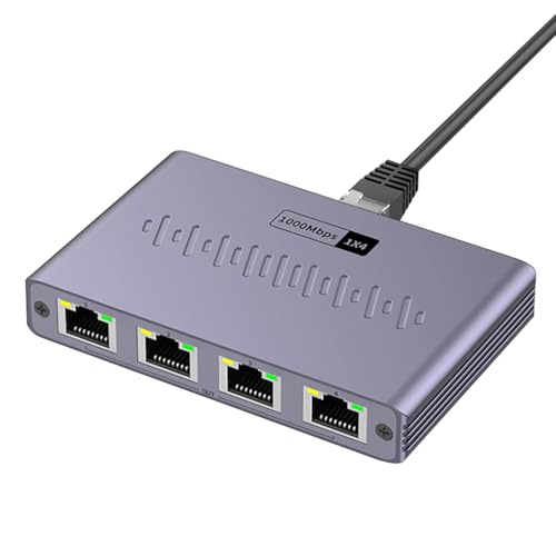 JMT 1000Mbps RJ45 Netzwerk-Switch Internet Netzwerkkabel Extender Gigabit LAN Stecker für PC Laptop T V Box Router (1 zu 4) von JMT