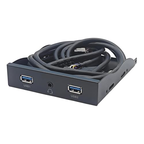 JMT 2 Anschlüsse USB 3.2 Frontplattenhalterung 13,3 cm / 8,9 cm Floppy Bay 19Pin auf USB Hub HD Audio Kopfhörer/USB-C 20Gbps mit Kabel für Desktop (Typ C) von JMT