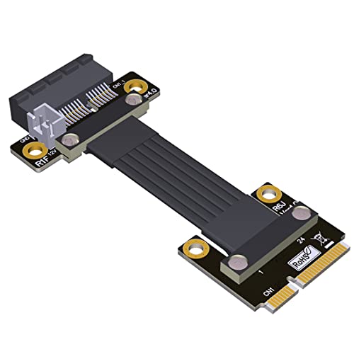 JMT Mini-Pcie Kabellose Netzwerkkarte auf Pcie 4.0 x1/x4/x16 Riser Verlängerungskabel PCIe 4.0 mPCIe M.2 NVME SSD Motherboard Riser Ribbon Extender (15 cm, Pcie4.0 1X R61JF) von JMT