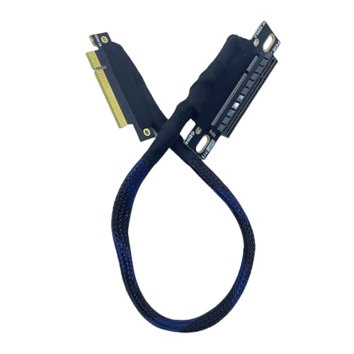 JMT PCIE 4.0 X8 auf X8 / X16 GPU-Verlängerungskabel, 16 GBS, AI-Server-Adapter, versilbert für Grafikkarte, Netzwerkkarte (X8 auf X8, rechts in, 40 cm) von JMT
