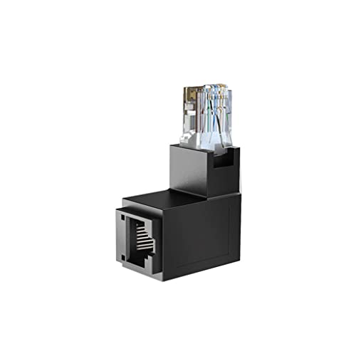 JMT RJ45 Stecker auf Buchse Ethernet Adapter Cat6 Ethernet LAN Verlängerungskabel Adapter RJ45 Cat6 Extender Connector für Computer Notebook TV Single Cat6 Ethernet Port (linker Winkel) von JMT