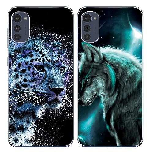 JMTALL 2X Hülle für Motorola Moto E32 E32s Silikon Handyhülle Case Leopard Mond Wolf Motiv Ultra Dünn Weiche TPU Silikon Stoßfeste Schutzhülle für Moto E32 E32s JMTALL 2X Hülle für Motorola Moto E32 E32s Silikon Handyhülle Case Leopard Mond Wolf Motiv Ultra Dünn Weiche TPU Silikon Stoßfeste Schutzhülle für Moto E32 E32s von JMTALL