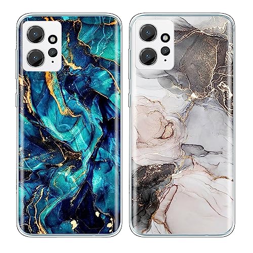 JMTALL 2X Hülle für Xiaomi Redmi Note 12 4G Silikon Handyhülle Case Golden Blau Grau Marmor Motiv Ultra Dünn Weiche TPU Silikon Stoßfeste Schutzhülle für Xiaomi Redmi Note 12 4G von JMTALL