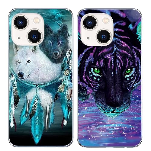 JMTALL 2X Hülle für iPhone 13 Silikon Handyhülle Case Traumfänger Wolf Tiger Motiv Ultra Dünn Weiche TPU Silikon Stoßfeste Schutzhülle für iPhone 13 JMTALL 2X Hülle für iPhone 13 Silikon Handyhülle Case Traumfänger Wolf Tiger Motiv Ultra Dünn Weiche TPU Silikon Stoßfeste Schutzhülle für iPhone 13 von JMTALL