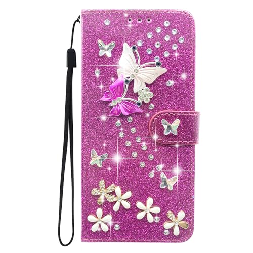 JMTALL Glitzer Hülle für Google Pixel 7 Pro Bling Klappbar PU Leder Flip Cover 3D Schmetterling Blume Design Glänzend Klapphülle mit Magnetisch Kartenfach Schutzhülle - Rosa JMTALL Glitzer Hülle für Google Pixel 7 Pro Bling Klappbar PU Leder Flip Cover 3D Schmetterling Blume Design Glänzend Klapphülle mit Magnetisch Kartenfach Schutzhülle - Rosa von JMTALL