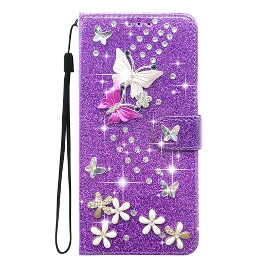 JMTALL Glitzer Hülle für Samsung Galaxy A14 5G Bling Klappbar PU Leder Flip Cover 3D Schmetterling Blume Design Glänzend Klapphülle mit Magnetisch Kartenfach für Galaxy A14 5G - Lila JMTALL Glitzer Hülle für Samsung Galaxy A14 5G Bling Klappbar PU Leder Flip Cover 3D Schmetterling Blume Design Glänzend Klapphülle mit Magnetisch Kartenfach für Galaxy A14 5G - Lila von JMTALL