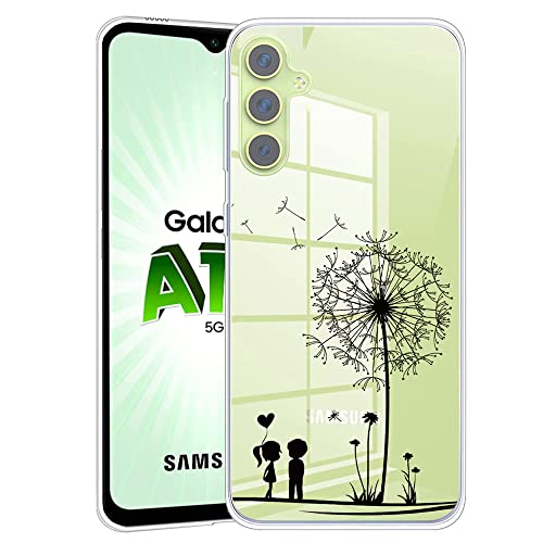 JMTALL Hülle für Samsung Galaxy A14 5G Silikon Handyhülle Case mit Löwenzahn Junge Mädchen Motiv Dünne Weiche TPU Silikon Transparent Schutzhülle von JMTALL